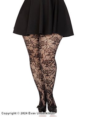 Romantische Strumpfhosen, Netz, Blumen, Plus Size